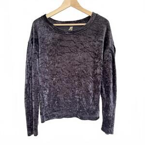 Free People We The Free Milan Crushed Velvet Top Women’s Small Gray Long Sleeve